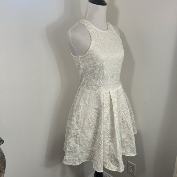 PARKER White Textured Cutout Fit&Flare Mini Dress Rave CyberGoth MSRP $265 Sz S - Picture 3 of 14